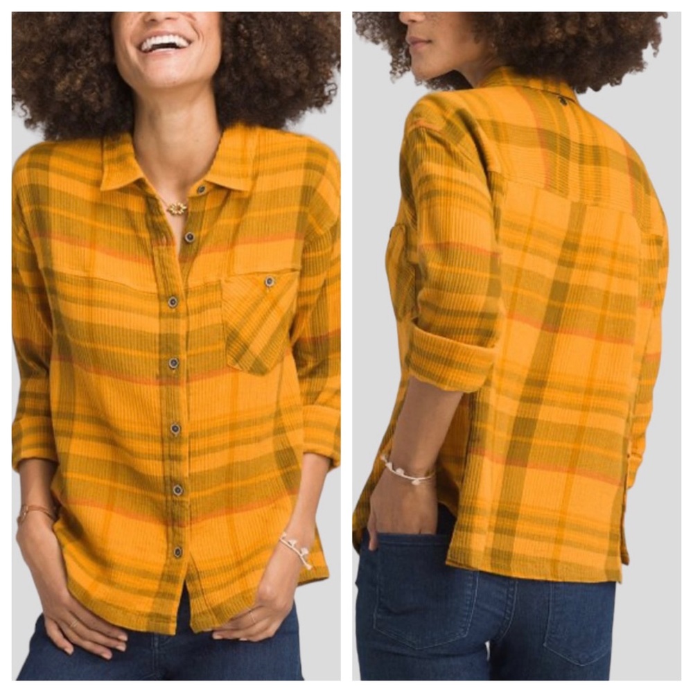 9️⃣ Prana Sunray Fillary Cotton Plaid Button Down Shirt